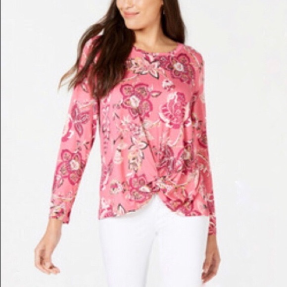 JM Collection Tops - JM Collection Floral Print Embroidered Top Size XL